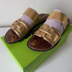 Gold Metallic Slip-On Sandals